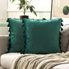 Amazon Explosions Fronha de Almofada com Franjas de Cor Sólida Suave na Borda Decorativa para Sofá da Sala de Estar Casa