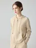 Nuevo suéter de punto con capucha y cremallera, manga raglán, estilo casual holgado, 100% cachemira pura, para mujer, otoño e invierno