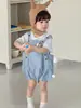Conjunto de Camiseta a Rayas y Peto de Verano 2026 para Niños, Mameluco de Dibujos Animados, Ropa Delgada Protectora del Sol