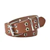 Cinturón informal coreano de estilo punk con diseño de estrella y doble hilera decorativa.