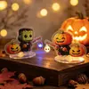Placa acrílica de Halloween com motivos de abóbora e fantasma, pequena peça decorativa, suporte de mesa com luz sensor, decoração de atmosfera festiva