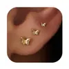 Pendientes de Mini Estrella de Mar y Mariposa con Baño de Oro Real de Latón Caliente Transfronterizos Europeos y Americanos para Mujer Pendientes de Lujo Ligero de Nicho