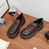 Zapatos de Cuero de Suela Gruesa de Invierno Nuevos Estilo Celebridad de Internet para Mujer, Zapatos de Cuero Uniformes que Aumentan la Altura para Mujeres Bajitas, Mocasines Estilo Coreano para Mujer
