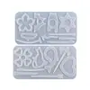 Molde de Botão de Suéter de Resina DIY Papoula Estrela de Seis Pontas Coração Trevo de Quatro Folhas Golfinho Urso Botão Molde de Silicone