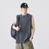 Camisa sem Manga 100% Algodão Masculina Verão Nova Marca Tendência Fresca Solta Sem Mangas Camiseta Masculina Juventude Colete Esportivo Casual Camiseta Masculina