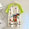Camisón Largo Fino de Verano para Niños Camisón Casual de Encaje de Seda Helada de Manga Corta Pijama de Dibujos Animados para Bebé Ropa para Aire Acondicionado