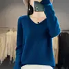 Nuevo suéter de lana grueso sin costuras para otoño e invierno para mujer, jersey de punto de manga larga, prenda básica versátil