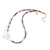 Colar de Aço Inoxidável com Pedra Natural, Cristal e Pérola para Mulheres, Design de Alto Padrão, Banhado a Ouro 18K a Vácuo, Corrente para Clavícula Feminina DIY