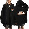 Chaqueta con estampado perimetral de animación de One Piece, unisex, estilo hip-hop, holgada y con capucha, a la moda.