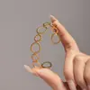 Pulsera Abierta de Empalme con Anillo Roscado Rice Duoduo Acero Inoxidable Chapado en Oro de 18K Estilo Europeo y Americano Simple y de Moda