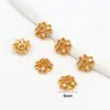 Pulseira/Colar Espaçador de Flor Oca com Diamante Micro-Incustado Banhado a Ouro 18K Acessórios para Joias de Contas DIY C21