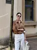 Camisa de lino estilo vintage para mujer, nueva colección otoño 2026, de alta gama, corte holgado, adelgazante y protector solar, top de algodón y lino