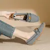 Zapatos de princesa 2024 nuevos zapatos de punta cuadrada de una sola capa zapatos tejidos de punto para mujer mocasines casuales de comercio exterior transfronterizo zapatos tipo guisante para mujer