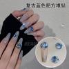 Azul royal pilha quadrada gorda bola de diamante rede de malha diamante vermelho nail art strass bola de diamante super flash joias cristal acessórios acabados unhas flash