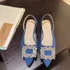 Sandalias cerradas de tacón bajo estilo francés para mujer, nuevo modelo primavera y otoño 2025, zapatos de tacón grueso de una sola pieza, elegantes tacones de punta para socialité