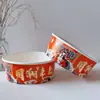 Caixa de Embalagem de Tigela de Papel Descartável Tendência Nacional Atacado Caixa de Almoço Grau Alimentício Para Levar Personalizável Logotipo Impresso Redonda com Tampa