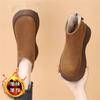 Botas Slim de Solado Grosso Estilo Britânico Forradas com Lã Botas Curtas 2025 Inverno Novo Estilo Botas Celebridade da Internet Quentes de Neve Algodão para Mulheres