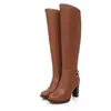 Botas de Cano Alto de Comércio Exterior Botas de Cavaleiro Salto Quadrado Botas Longas Acima do Joelho Botas na Altura do Joelho Tamanho Grande 43 Botas Femininas Botas Martin