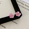 Aretes de botón de flor púrpura con textura esmerilada de aguja plateada para mujer, pequeños y sencillos, estilo Mori, con pétalos tridimensionales, joyería para la oreja con temperamento