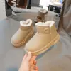 Botas de nieve de cuero para niños antideslizantes impermeables botas cortas para niños y niñas botas de algodón con forro de terciopelo comercio exterior venta al por mayor envío directo