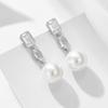 Pendientes de perlas de circonita cuadradas simples europeas y americanas, plata de ley s925, elegantes, ligeros, de lujo, largos, con cuentas que combinan con todo.