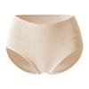 Ropa interior de cintura alta con lavado estándar inglés transfronterizo para mujer, talla grande, color sólido, algodón puro, simple, sin marcas en la cadera.