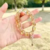 "Cabaça da Fortuna" Pulseira de Cristal Natural, Pulseira de Cristal Torre Amarela, Pulseira de Cristal Exquisita de Alto Padrão de Nicho Atacado