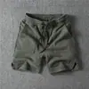 Pantalones Cortos Casuales Americanos de Tela Pesada para Trabajo Pesado Lavados para Hombre Verano Casual Color Sólido Pantalones de Chándal Retro de Media Pierna