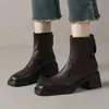 Bestseller Douyin Botas Finas de Bico Quadrado 2026 Outono/Inverno Novas Botas Curtas de Alto Padrão Versátil Estilo Britânico Retrô Botas Martin