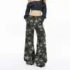 Calça Jeans Camuflada Laranja Infantil Estilo Streetwear Americano Workwear Feminina Solta Modeladora com Toque Relaxado Versátil Comprimento Total