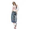 Jeans juveniles naranja # De moda retro lavados de pierna ancha para mujer, corte holgado, adelgazantes, únicos, elegantes, versátiles, pantalones cortos de dobladillo curvo