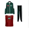 Ropa Deportiva para Niños Otoño Cuello Alto Cremallera Sudadera Verde Oscuro Conjunto de Tres Piezas X-O Chaleco Nuevo