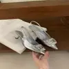Zapatos de Tacón Alto Franceses de Punta Nueva Colección Verano-Otoño 2026 para Mujer, Tacón Fino, Talón Abierto, Hebilla Cuadrada, Pedrería, Punta Cerrada, Sandalias Estilo Coreano