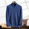 Suéter de Cashmere Liso Novo Estilo 2026 para Homens com Gola de Frutas Verdes, Pulôver Solto Estilo Coreano Suéter Quente