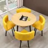 Mesa de comedor moderna y sencilla para apartamentos pequeños, mesa y sillas de comedor para el hogar, combinación para discusiones, mesa redonda para sala de estar con sillas de comedor totalmente retráctiles