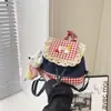 Mochila de Encaje Dulce Estilo Coreano para Mujer 2026 Nueva Moda Elegante Bloqueo de Color Cuadros Mochila Escolar Mochila Pequeña