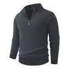 Suéter Pulóver de Punto Casual con Media Cremallera para Hombre de Comercio Exterior Otoño/Invierno Joven Delgado Moderno Engrosado Cálido Capa Base
