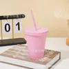 Taza de Plástico PP de una Sola Capa, Color Sólido, Gran Capacidad de 16 oz, con Popote, Taza de Agua de Moda Transfronteriza, Personalizable con Logo