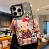 Adequado para Transformação Instantânea em Maçã 18Promax Espelho Floral Gato Kt Pulseira Capa de Celular iPhone Capa Rígida/Macia Personalização UV