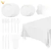 Conjunto de Festa Branco Sólido Transfronteiriço Pratos de Papel Copos de Papel Guardanapos de Papel Suprimentos Descartáveis para Festa