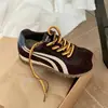 Tênis Esportivo Casual Gu Yun Cor Color Block Retrô Treinamento Alemão Feminino 2026 Outono/Inverno Novo de Cano Baixo com Cadarço Feminino