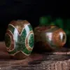 Cuentas Dzi Antiguas Naturales del Tíbet Cuentas Sueltas para Manualidades Accesorios Ágata Negra Cinabrio Cuentas Dzi de Nueve Ojos Pulsera Colgante Collar