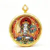 Novo Pingente Thangka Estilo Xizang Cinnabar Doze Signos Zodiacais Oito Divindades Guardiãs Pingente com Mantra de Seis Palavras Tridimensional em Relevo de Face Única