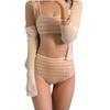 Traje de baño vintage a cuadros para mujer, estilo dulce, puro deseo, pequeño, fragante, con pecho plano, adelgazante, cintura alta, que cubre el vientre, dividido.