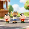 Chaveiro Tutu Orelhas Grandes Desenho Animado Boneca 3D Fofa Chaveiro de Mochila Requintado Figura de Anime Pingente Pequeno