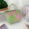 Cesta de Flores Tejida a Mano Colorida Bolso de Regalo Bolso de Regalo de Mano para Vacaciones Boda Bolso de Playa Cesta de Verduras
