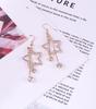 E338 Moda Estilo Coreano Flash Diamante Estrela de Cinco Pontas Gancho de Orelha Moda Elegante Combinação com Tudo Estrela Strass Brincos Pendentes Mulheres