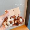 Horquilla Linda de Lana para Niñas Accesorios para el Cabello de Otoño e Invierno Marrón Leche Flores Horquilla Lateral Despeinada Goma Elástica para el Cabello