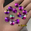 Atacado 14mm Redondo Satélite Acrílico Duplo Furo Cor Diamante AB Decoração de Roupas Joias Acessórios Feitos à Mão DIY para Headwear
