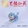 Figura de Gato de Madera Maciza Lacada Artesanal con Pintura de Colores, Talla Linda de Gato, Adorno de Animal de Madera